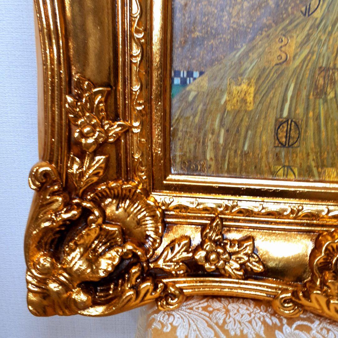 グスタフクリムト作画　絵画　バウアーの肖像　良質キャンバス　豪華　金箔額絵