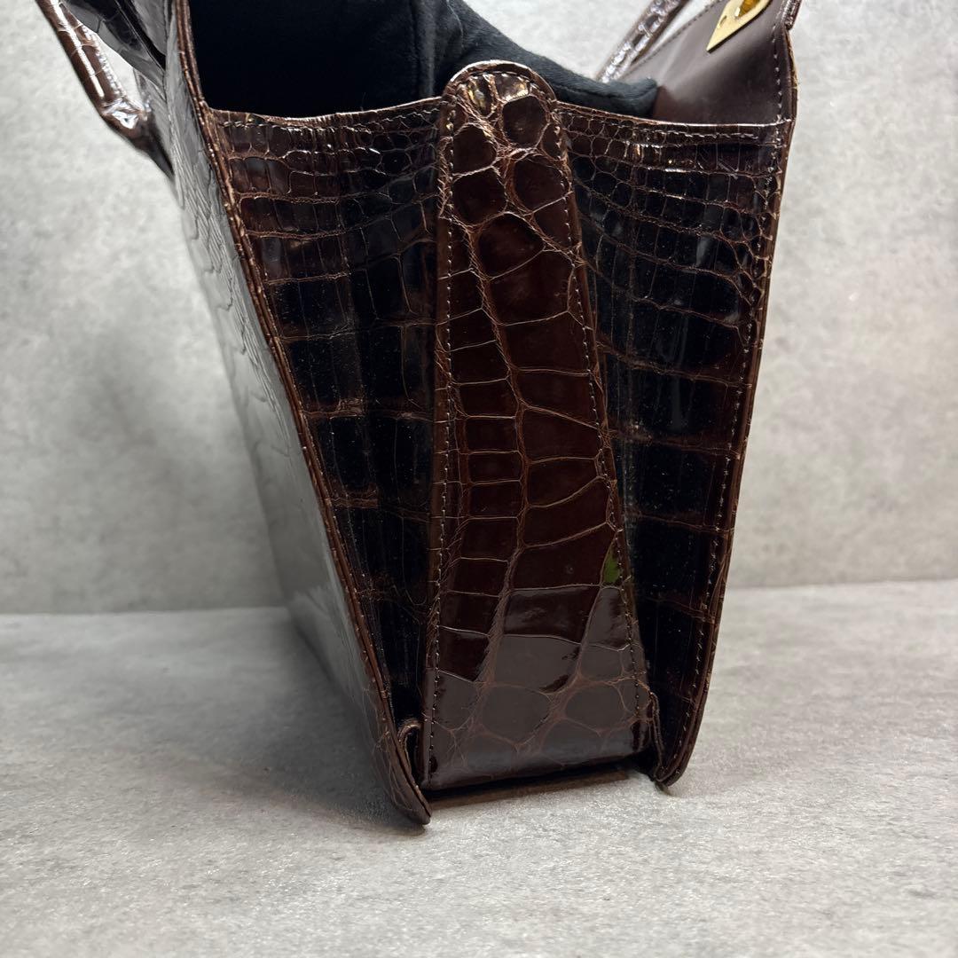 極美品！最上級　シャインクロコダイル　定価55万　センター取り　ハンドバッグ