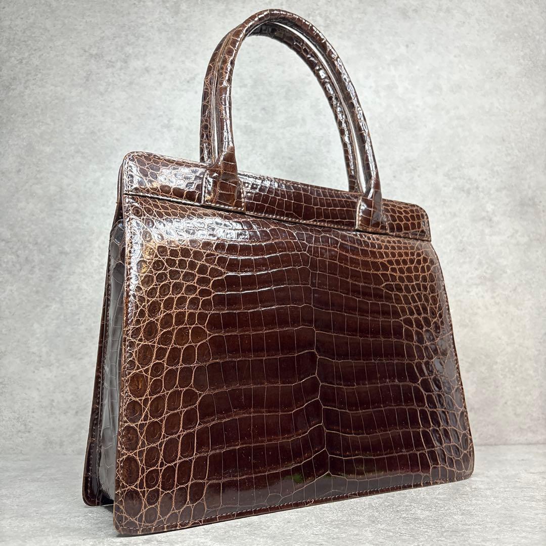 極美品！最上級　シャインクロコダイル　定価55万　センター取り　ハンドバッグ