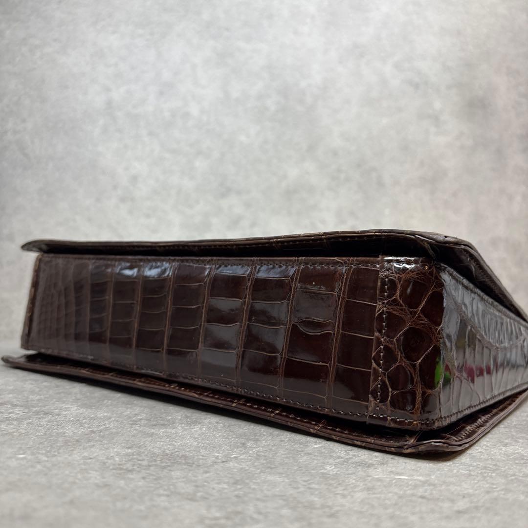 極美品！最上級　シャインクロコダイル　定価55万　センター取り　ハンドバッグ