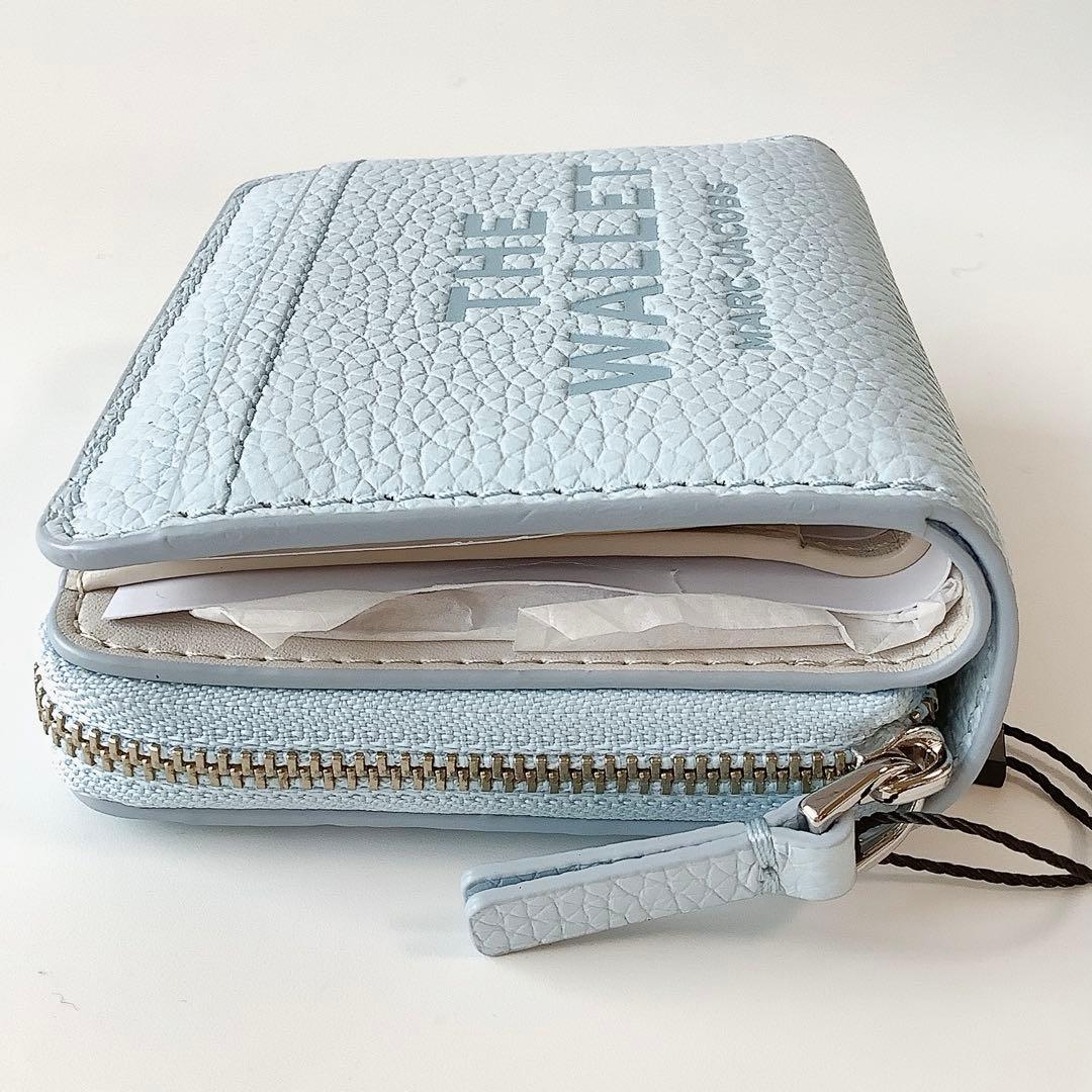 新品★マークジェイコブス★ザ レザーコンパクトウォレットミニ２つ折り財布★ブルー