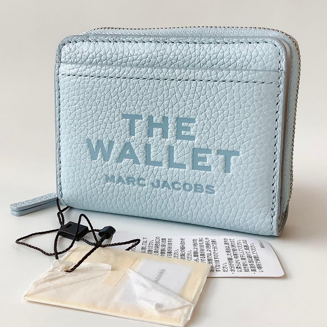 新品★マークジェイコブス★ザ レザーコンパクトウォレットミニ２つ折り財布★ブルー