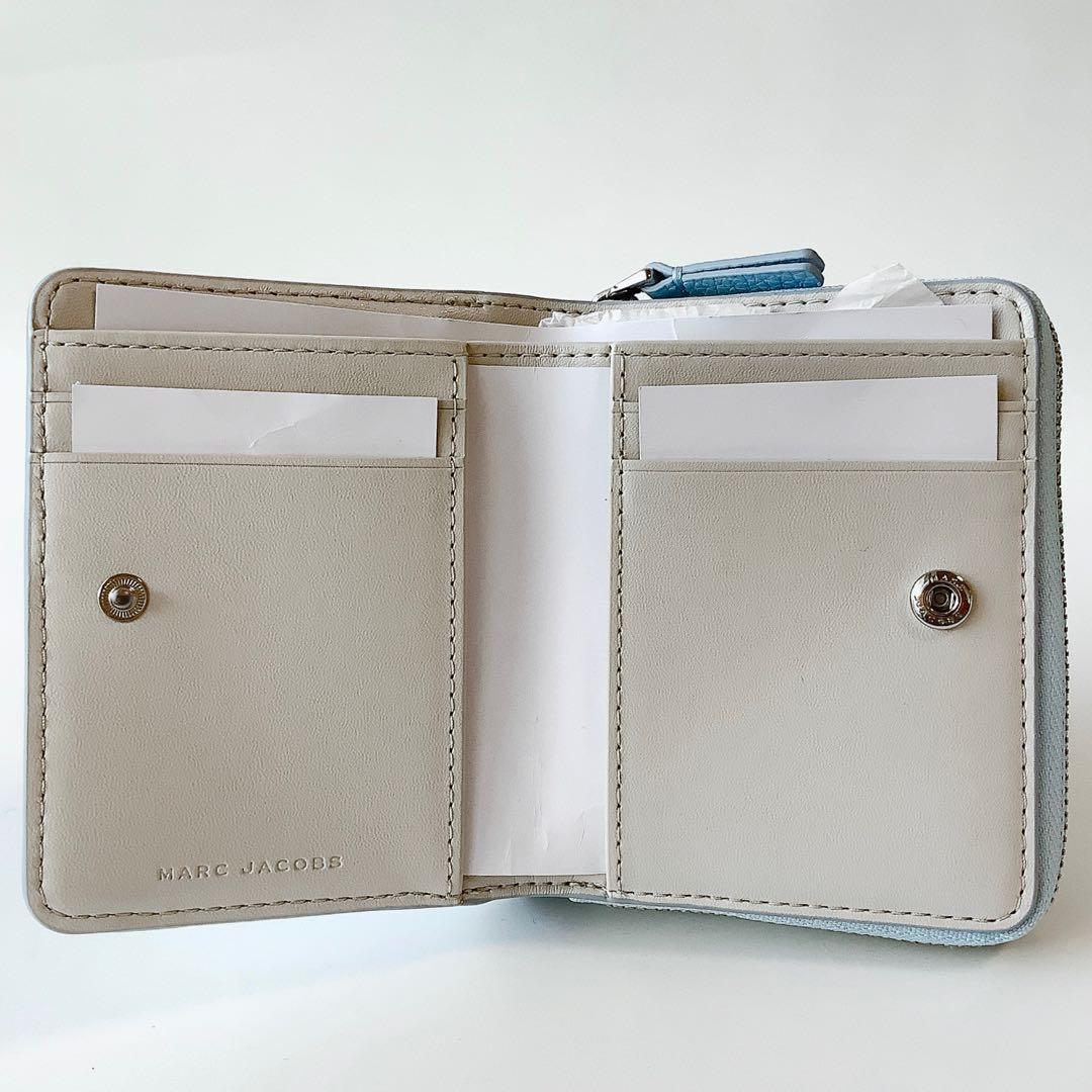 新品★マークジェイコブス★ザ レザーコンパクトウォレットミニ２つ折り財布★ブルー