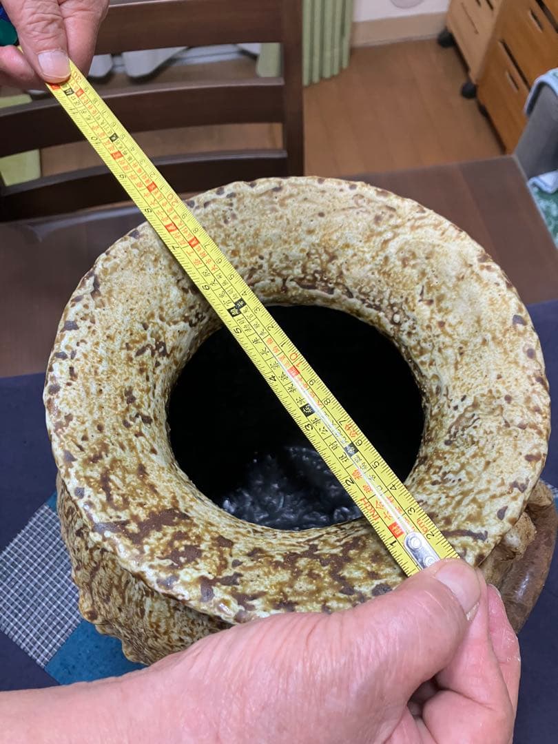 楽山焼、蟹細工壺、アンティーク壺 工芸品、骨董品、陶芸