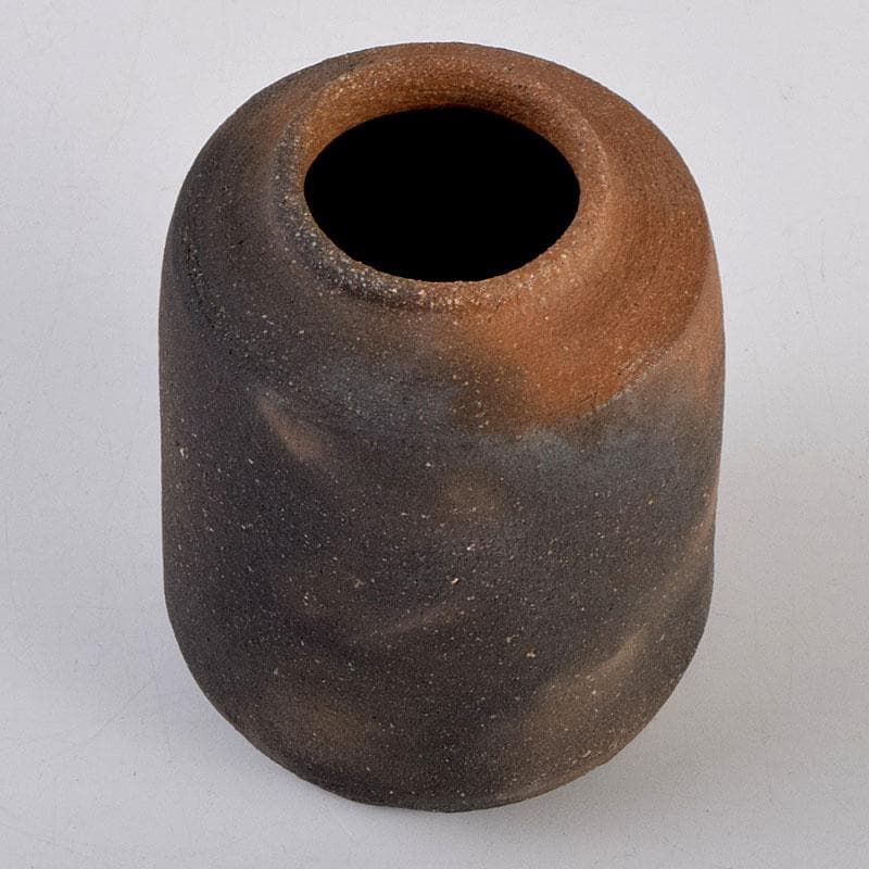 茶道具　唐津焼　四代　中野陶痴造　焼締茶入　仕覆付　共箱　V　8892