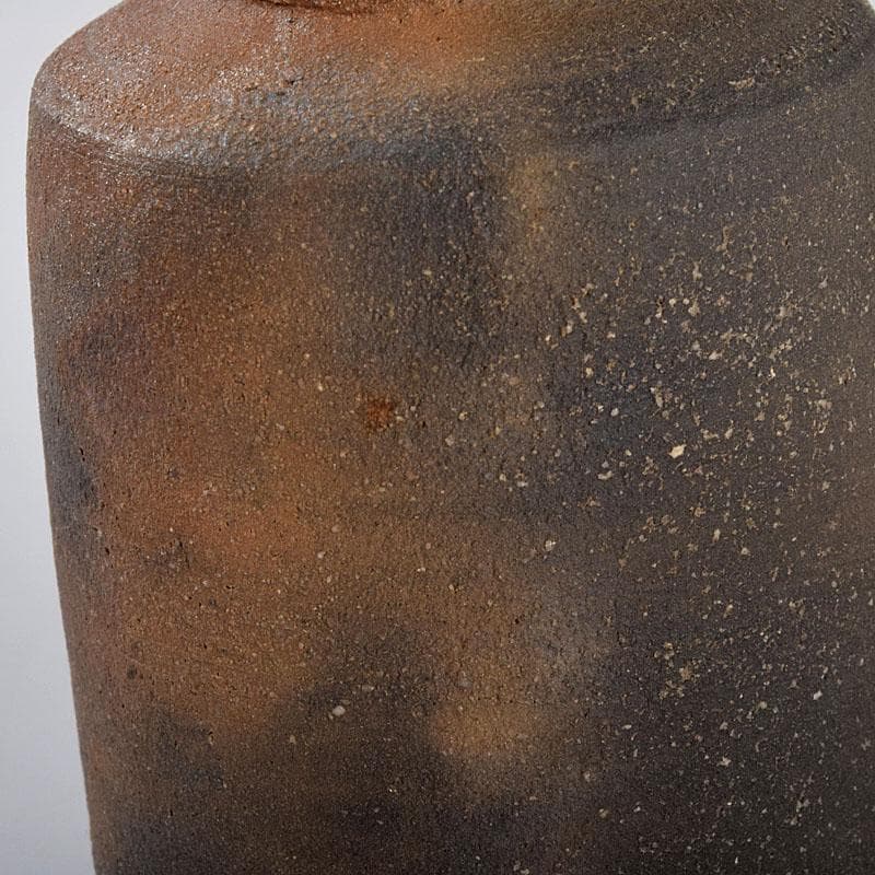 茶道具　唐津焼　四代　中野陶痴造　焼締茶入　仕覆付　共箱　V　8892