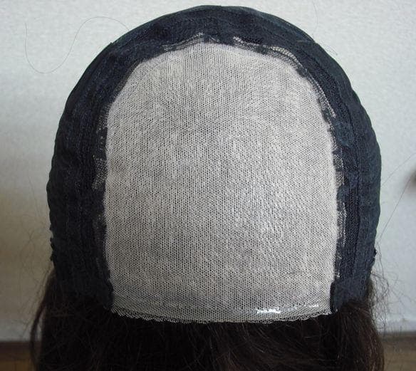 新品 人毛 ウィッグ 幅広人工皮膚付き ブラウン ストレート グラボブMサイズ