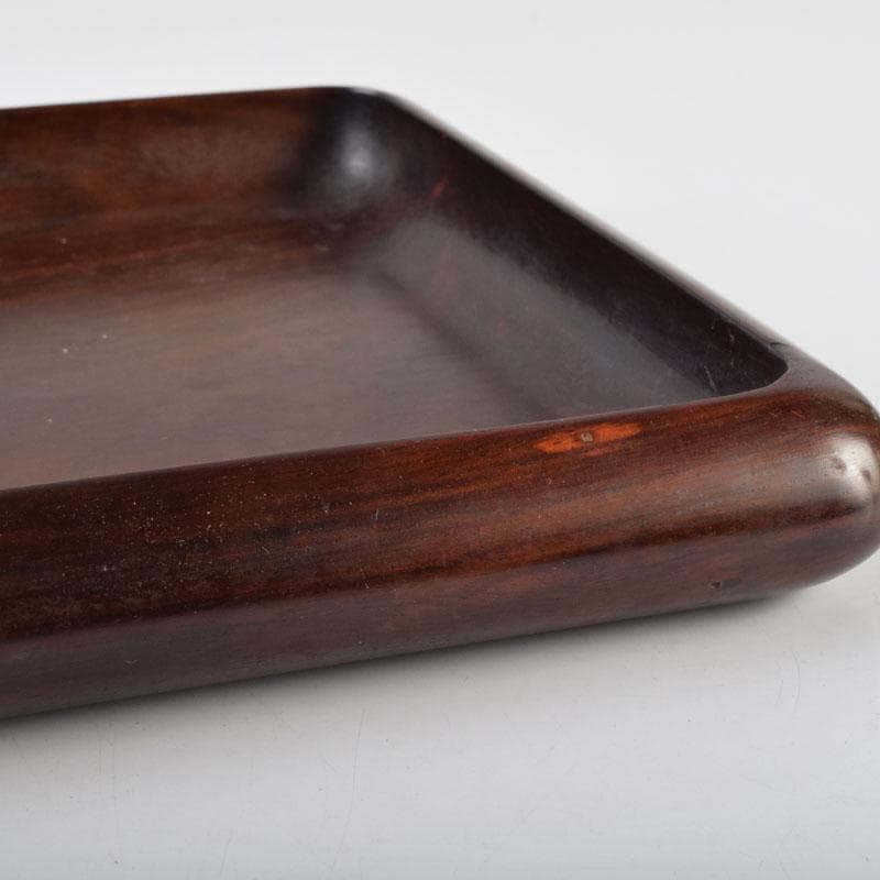 中国　唐木紫檀製　無垢刳り貫き　煎茶盆　香盆　C　9084