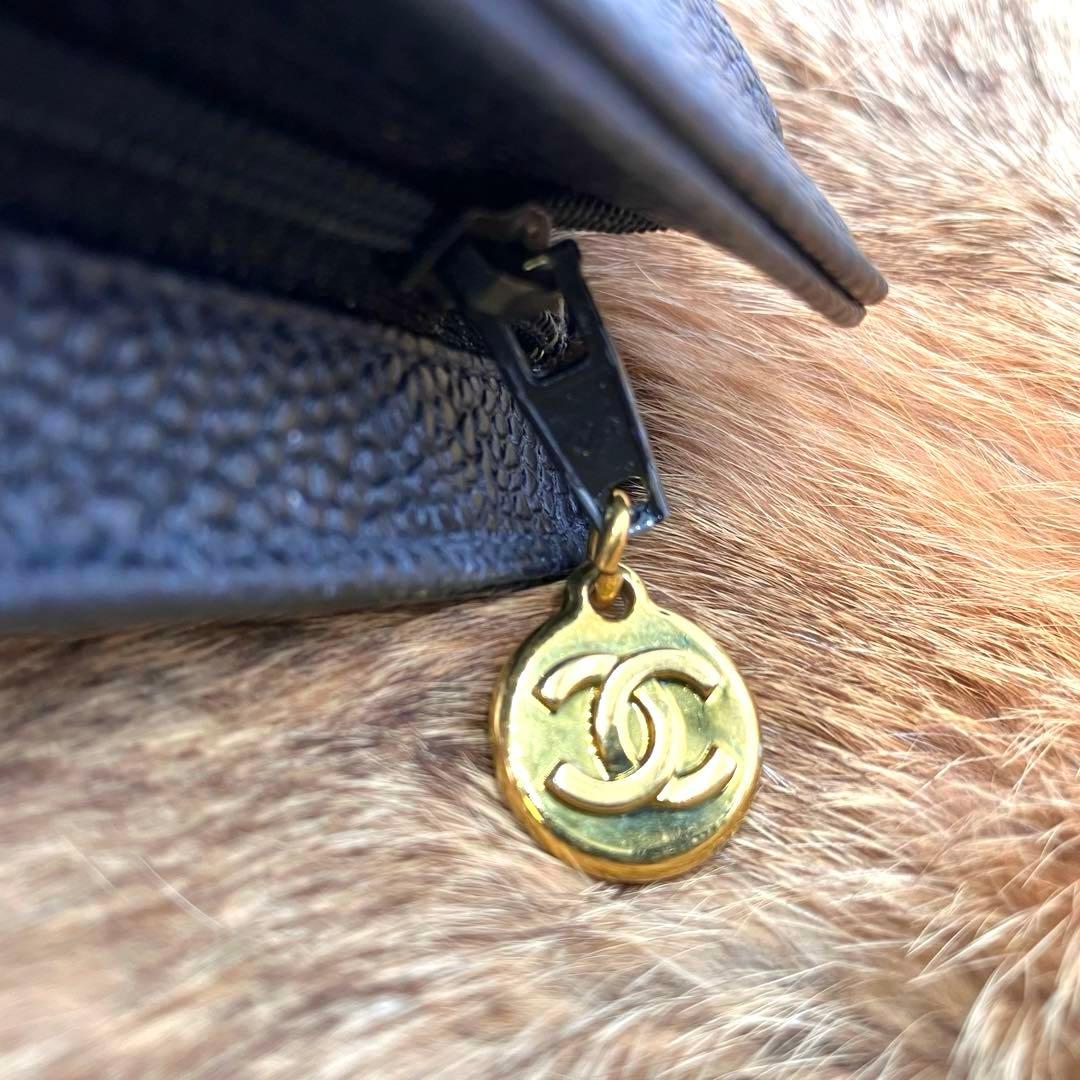 【希少7桁2番台】CHANEL シャネル デカココ　キャビアスキン ブラック