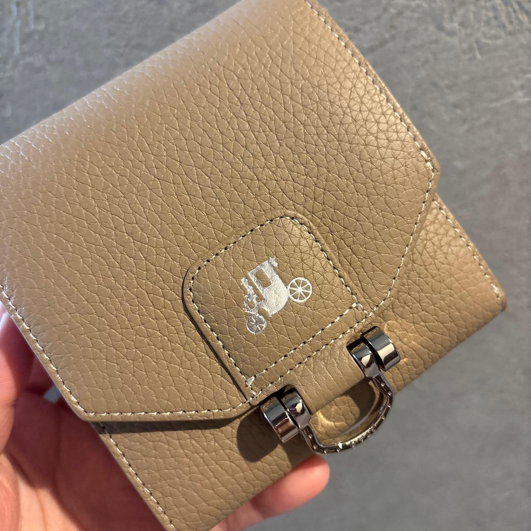 アタオ　トリヨン　グレージュ　レザー 二つ折り財布　美品