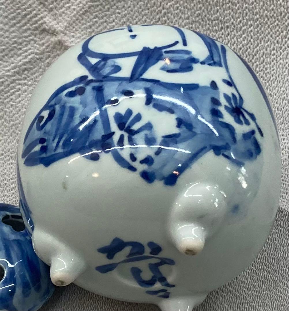 B68s  佐藤勝彦作　染付人物香炉　かつひこ　画家書家陶芸家