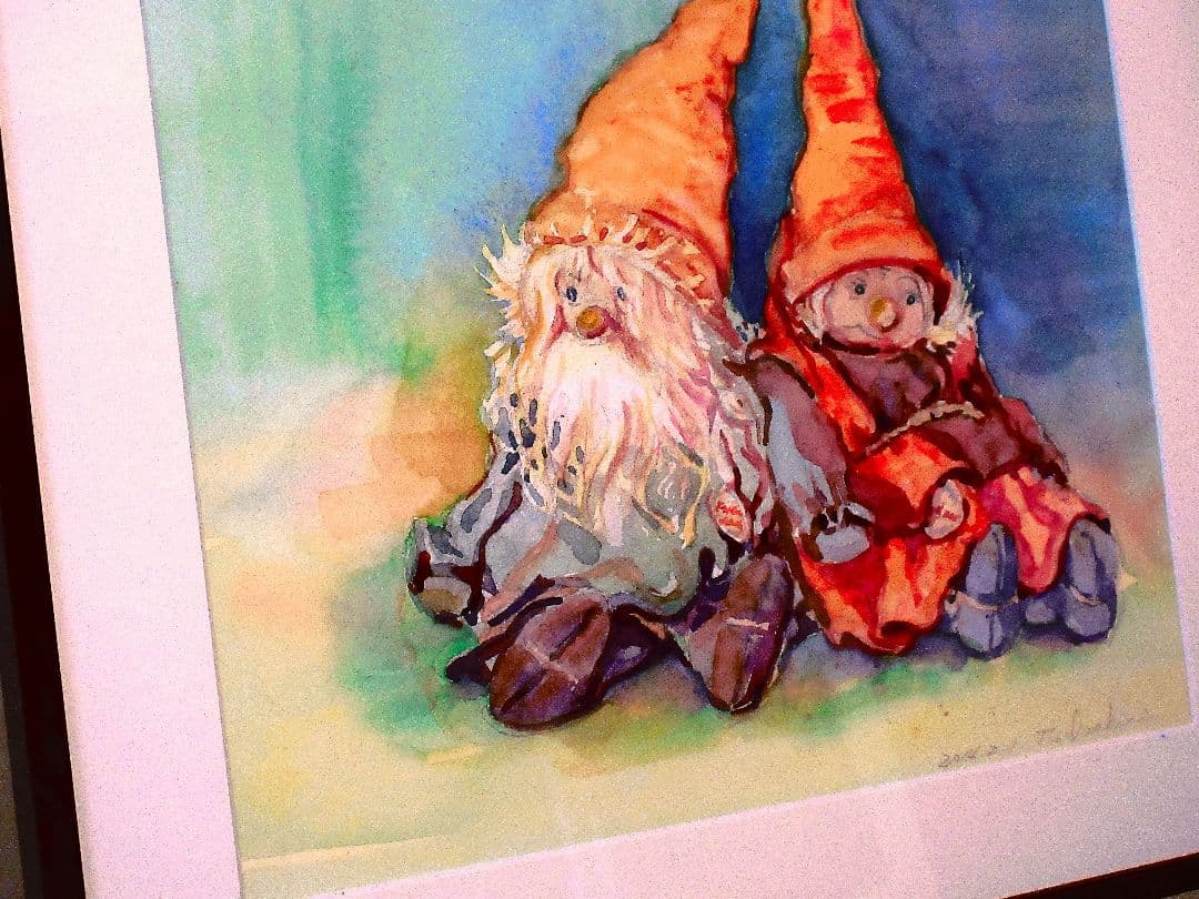 水彩画の小人 (フレーム付き)