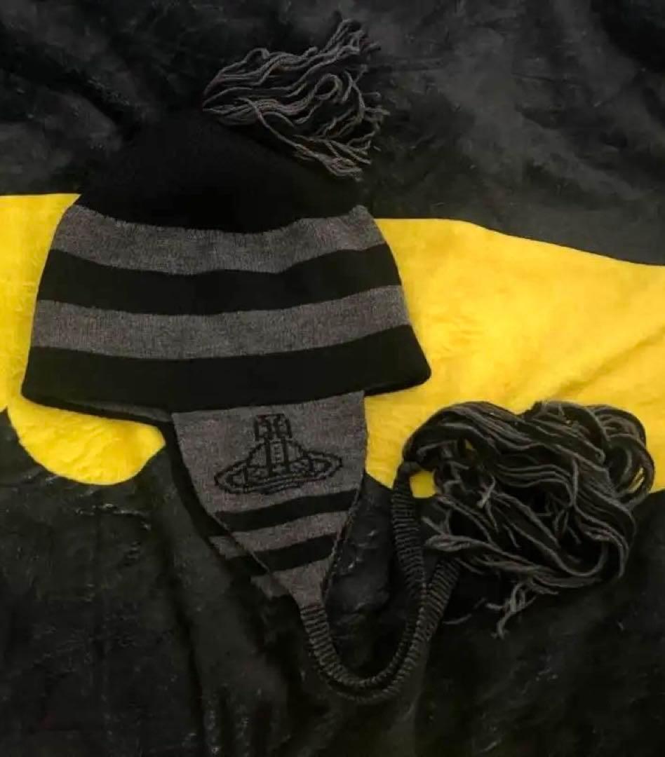 Vivienne Westwood 耳当てニット帽 グレー ブラック nana