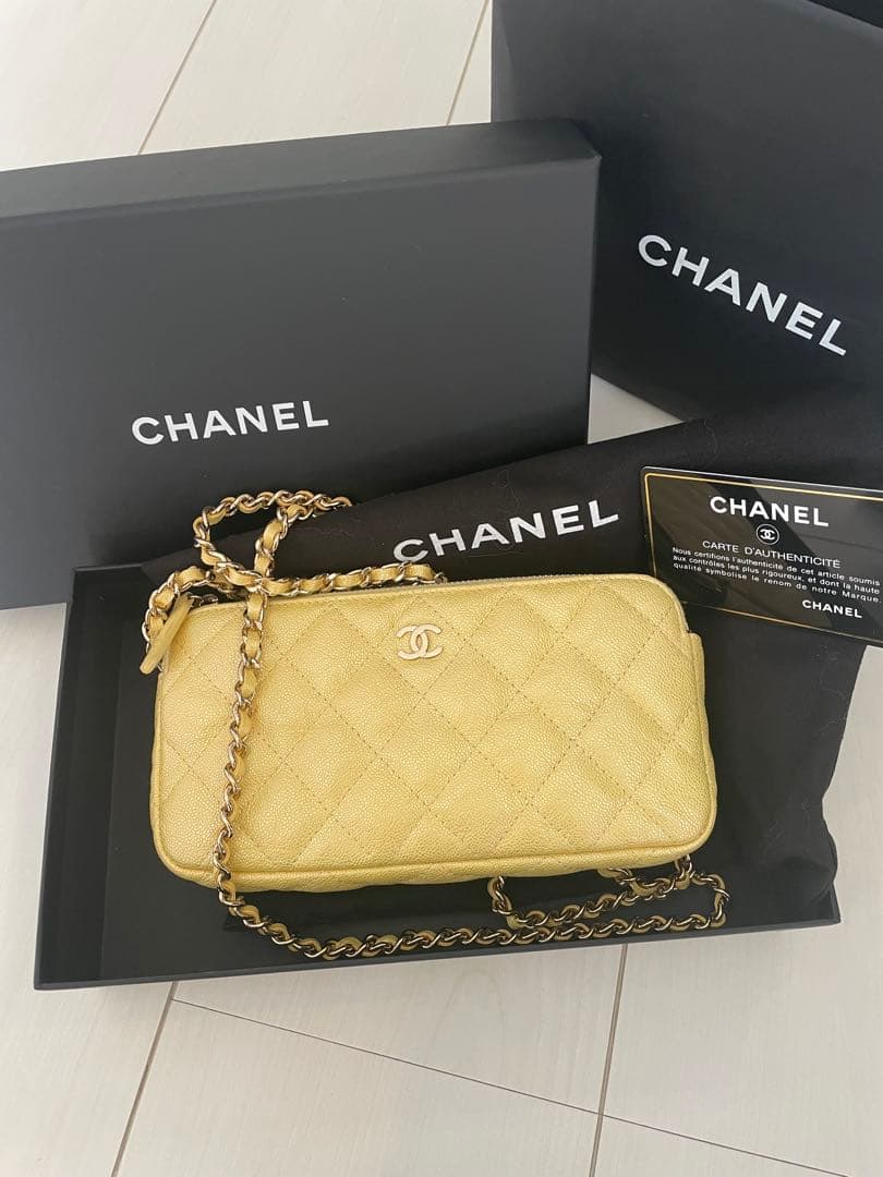 ♡超美品♡レア品CHANELマトラッセ⭐︎チェーンウォレット⭐︎黄色ショルダーバッグ