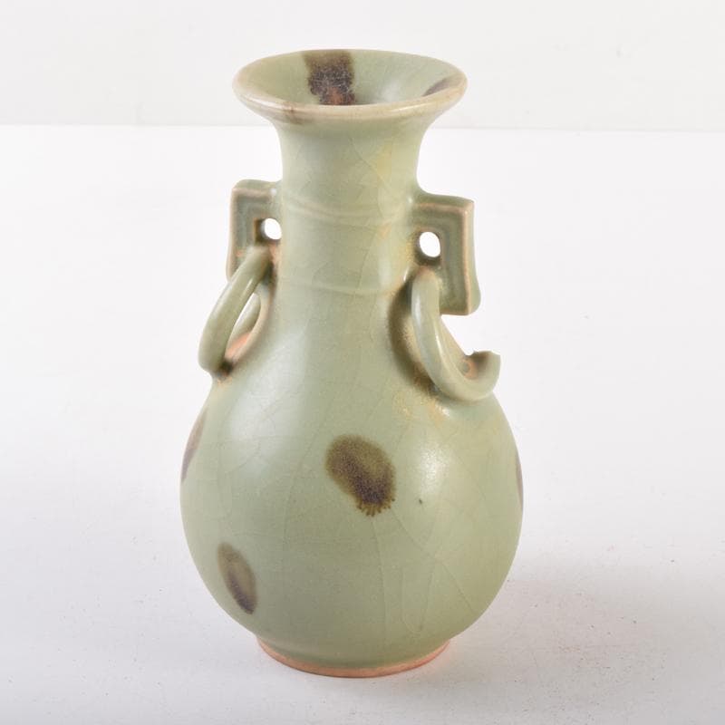 中国　龍泉窯　青磁　双耳不遊環瓶　C　6986