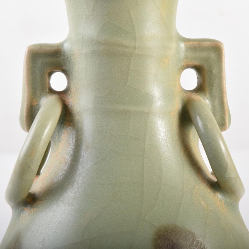 中国　龍泉窯　青磁　双耳不遊環瓶　C　6986