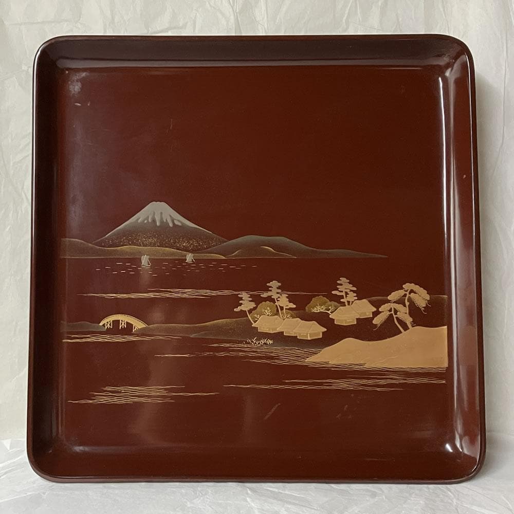 F1395 蒔絵 図変 脚付膳 五客 足付膳 絵変 蒔絵盆 金蒔絵 懐石道具