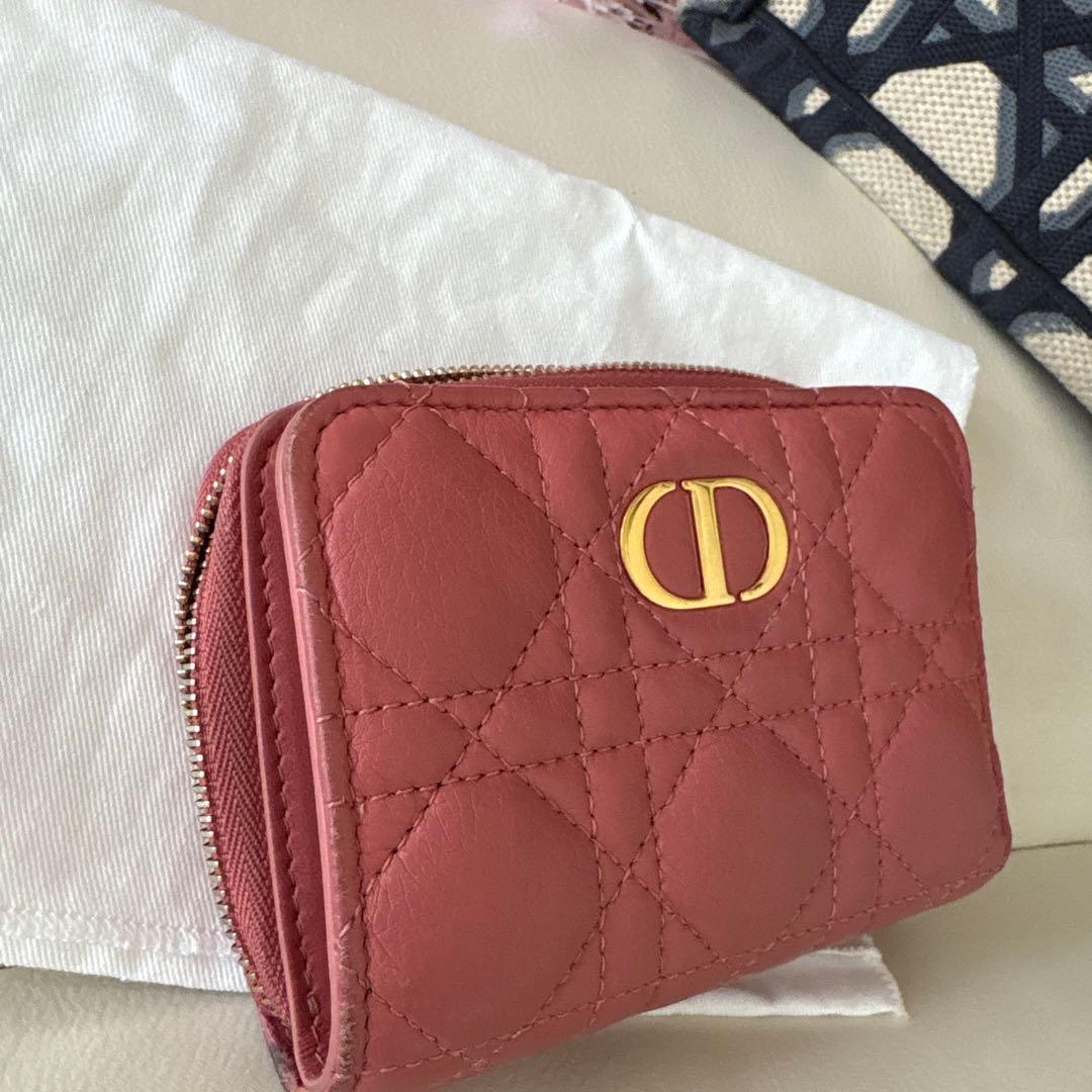 cocoDior ローズピンク キルティング 二つ折り財布　カロ
