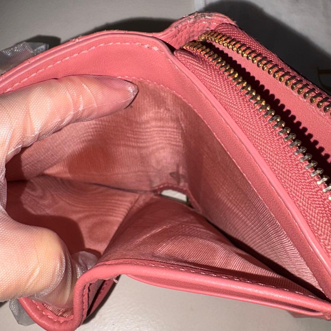 cocoDior ローズピンク キルティング 二つ折り財布　カロ