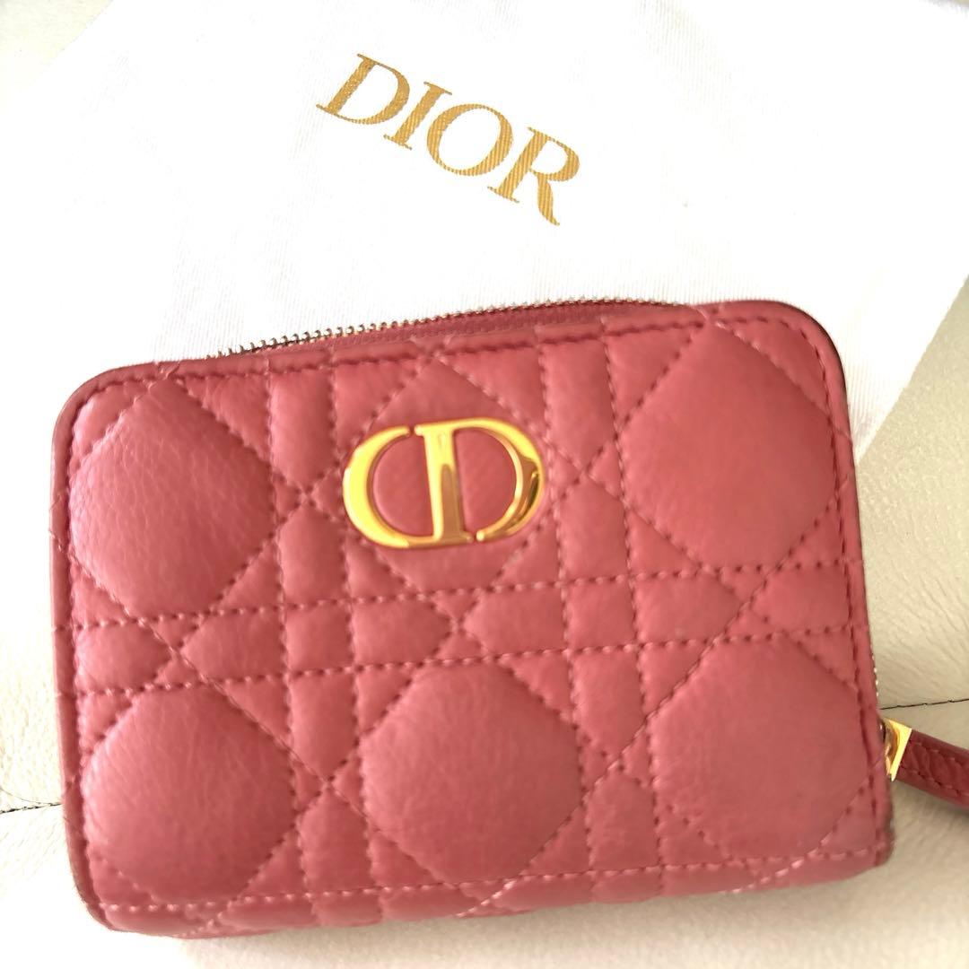 cocoDior ローズピンク キルティング 二つ折り財布　カロ