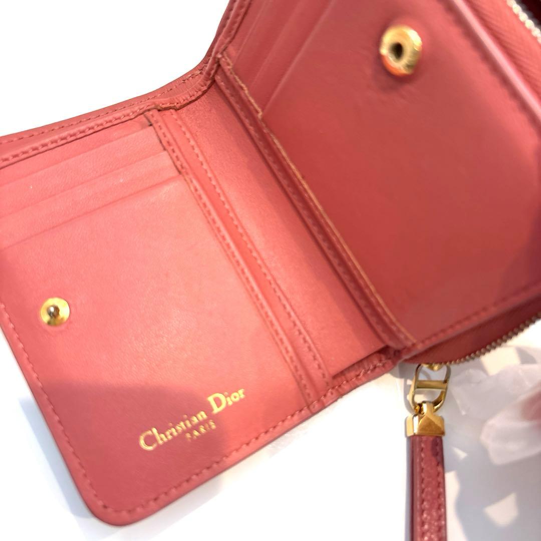 cocoDior ローズピンク キルティング 二つ折り財布　カロ
