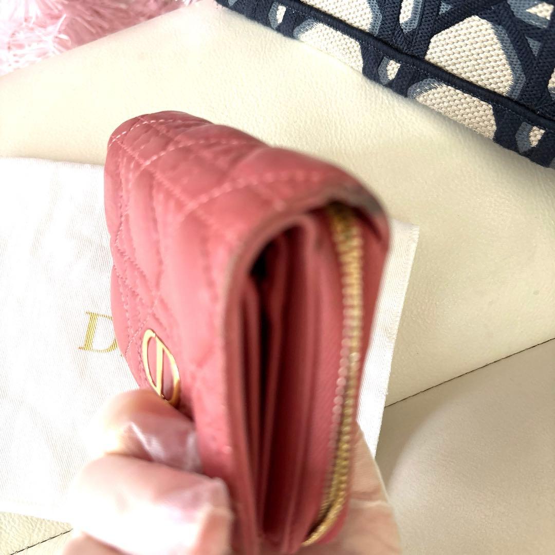 cocoDior ローズピンク キルティング 二つ折り財布　カロ