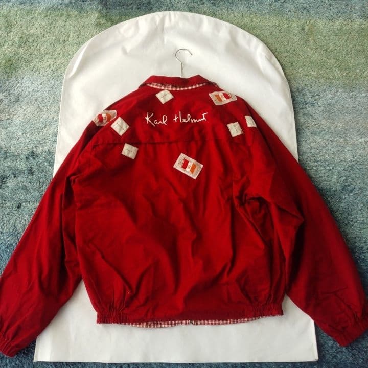 Karl Helmet 赤＆チェック リバーシブルジャケット・ユニセックス