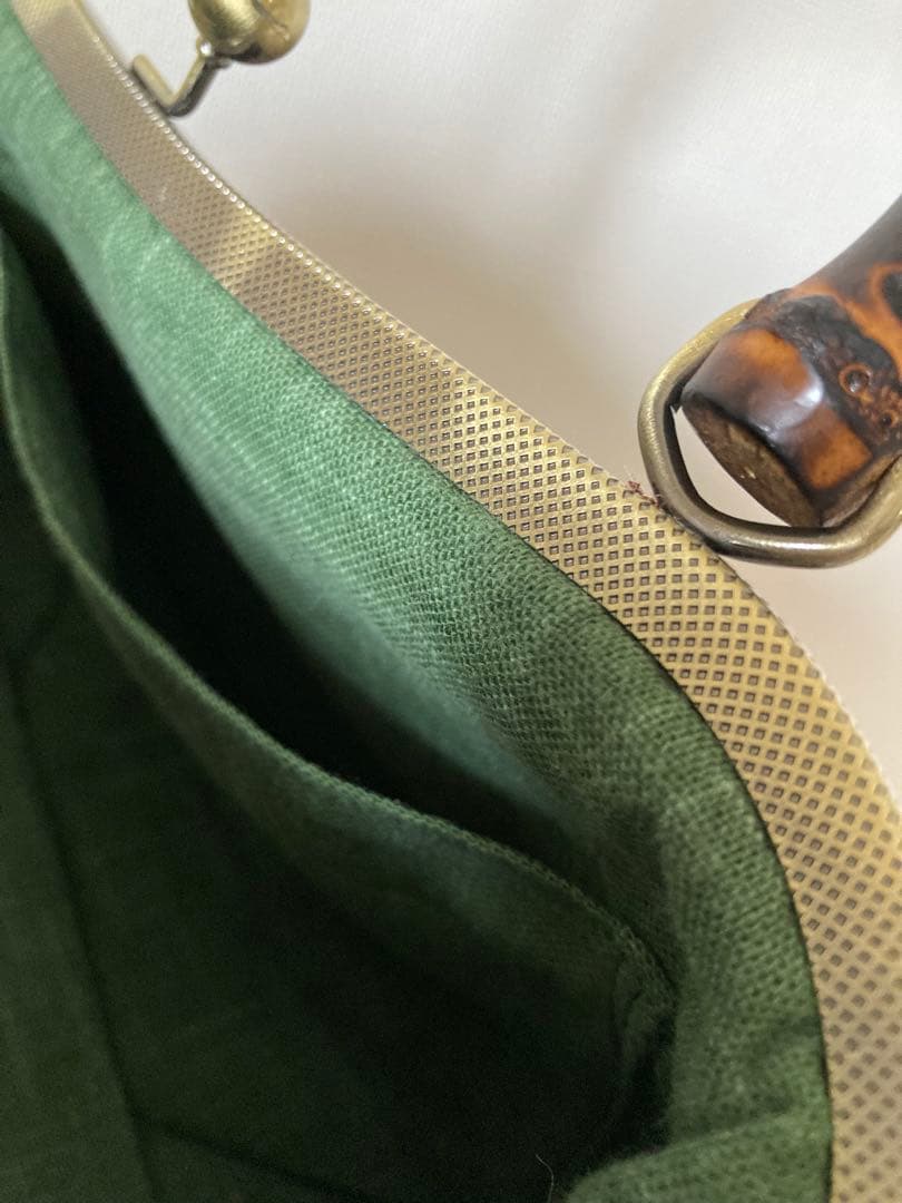 ❤️着物お出かけbag 猫と松　バンブーハンドルbag