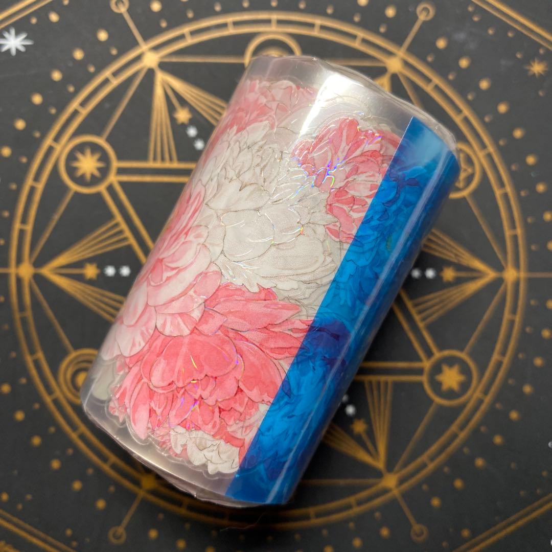 【9379】海外　5m巻　貝殻光カッティングマスキングテープ　ピンク　お花系