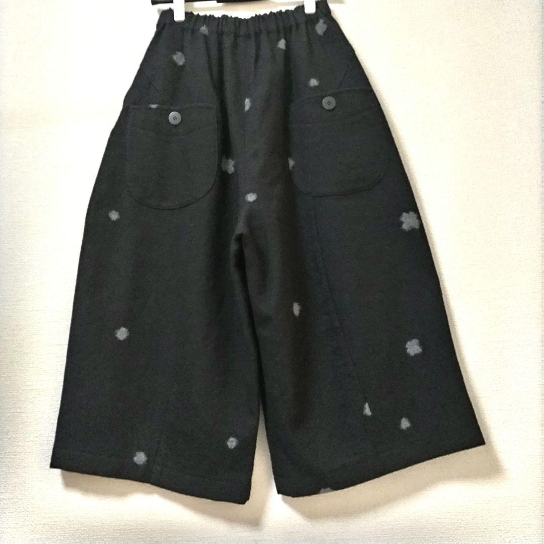 CRESCENT　ガウチョパンツ　ウール　ブラック　ジャガード織り