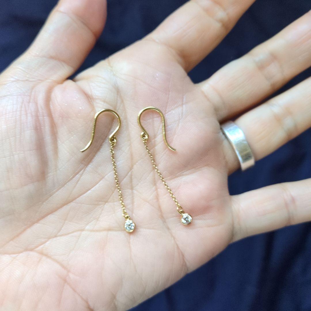 ティファニー バイザヤード ドロップピアス フック 750 0.16ct