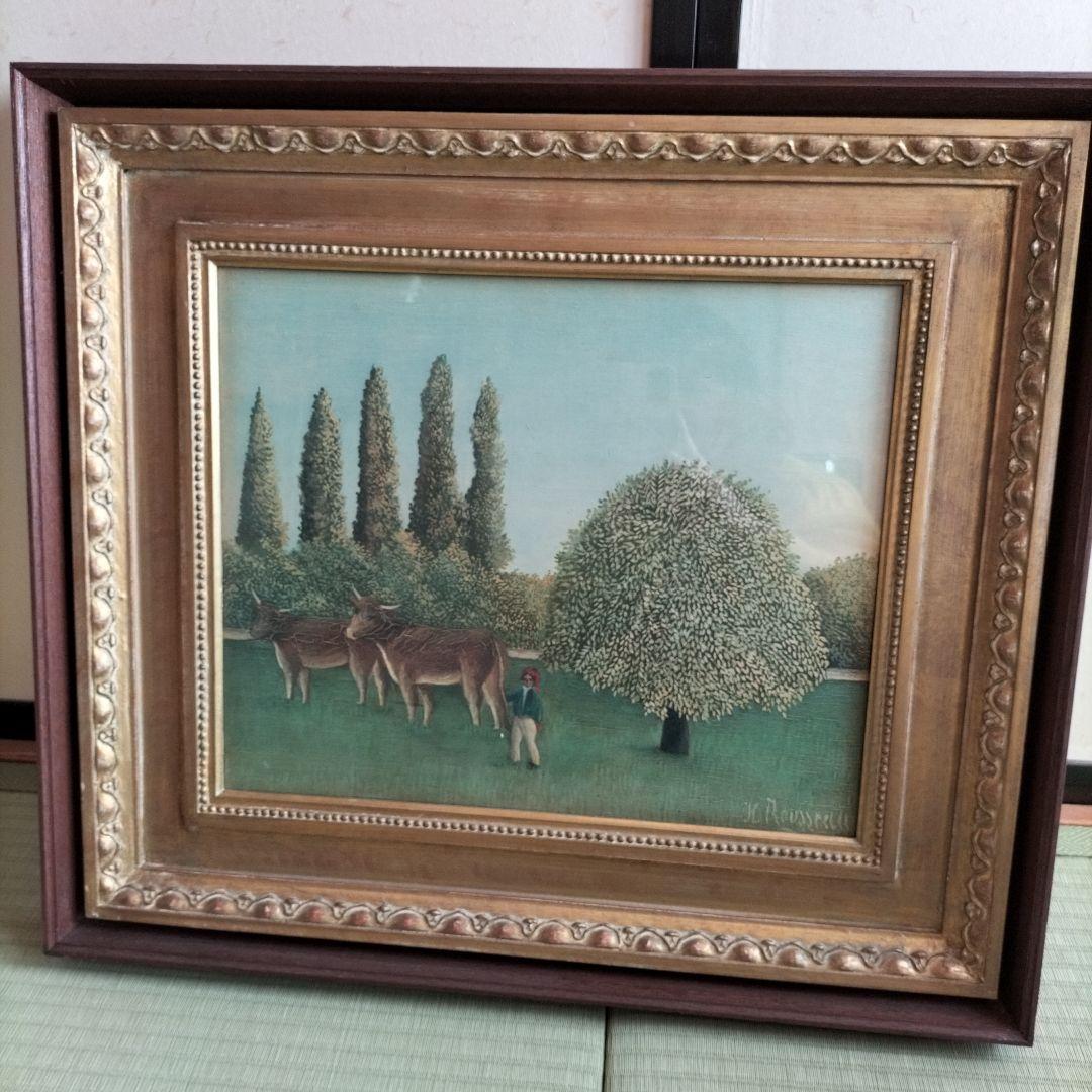 【複製画】ルソー「牝牛と牧人」風景画 油彩画