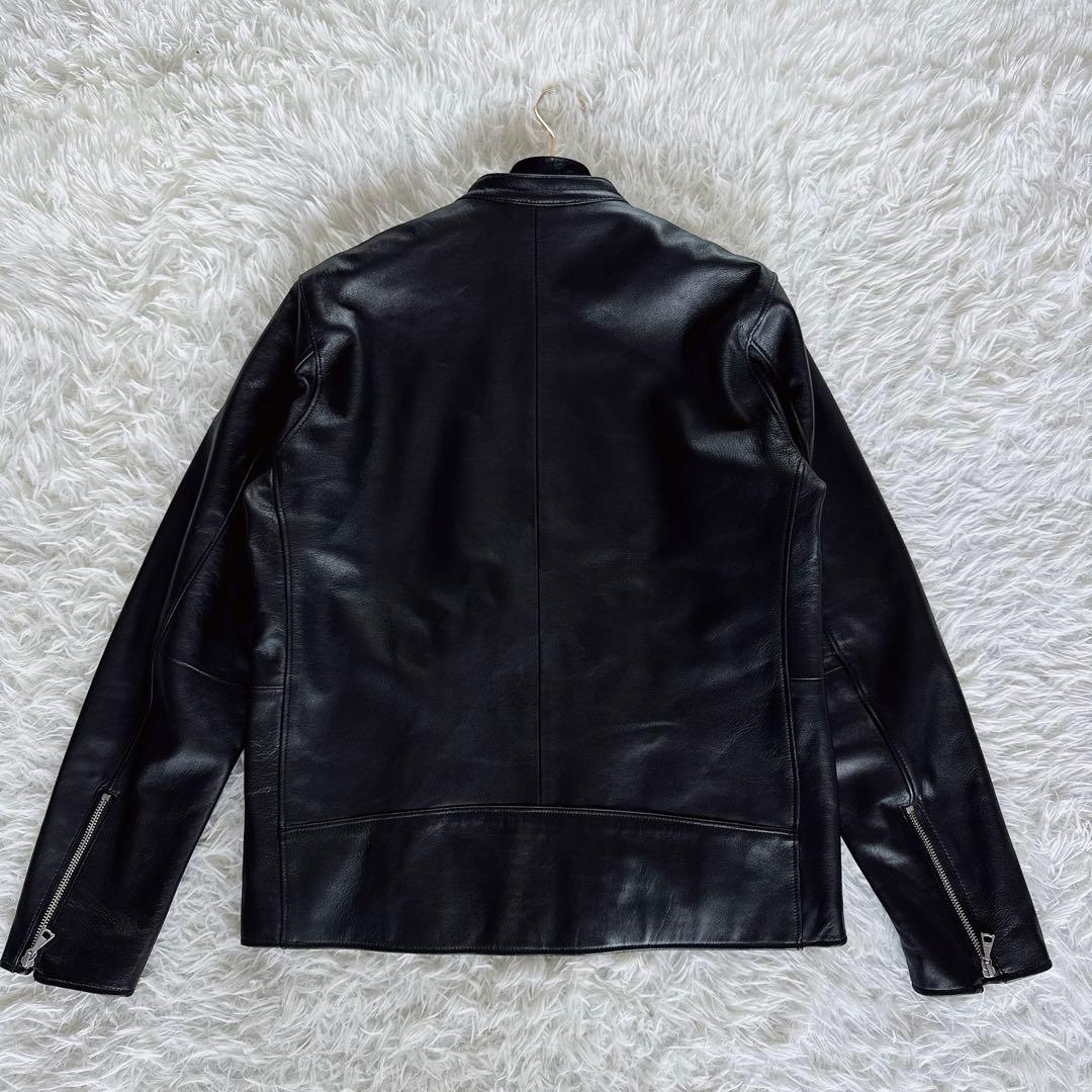 【BEAMS HEART】シングルライダースジャケット 羊革 ブラック XL