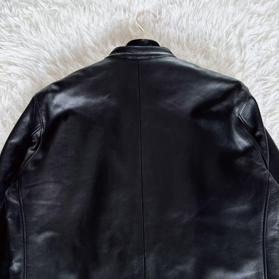 【BEAMS HEART】シングルライダースジャケット 羊革 ブラック XL