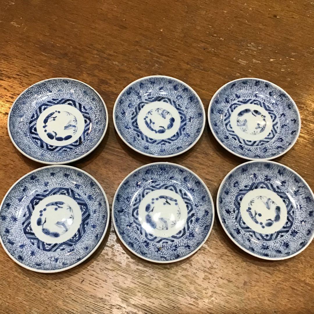 成化年製　古伊万里染付け　微塵唐草　　小皿