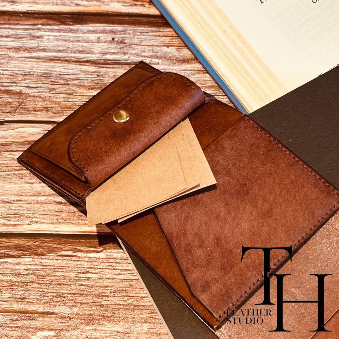 財布　コンパクト　三つ折り　イタリアンレザー　マルゴー　ダークブラウン