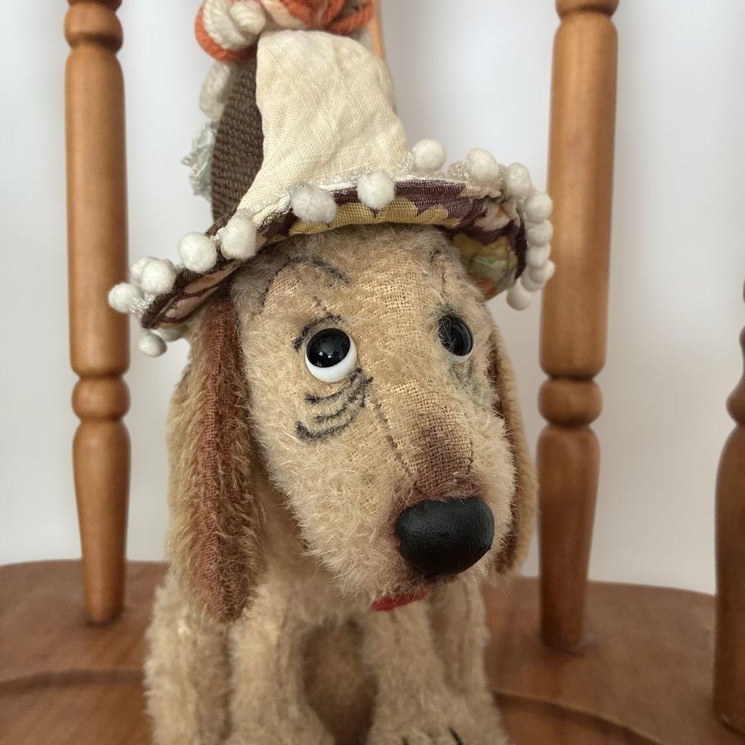 国内作家　ケイタベア　いぬのぬいぐるみ　帽子付き　アンティーク　一点物