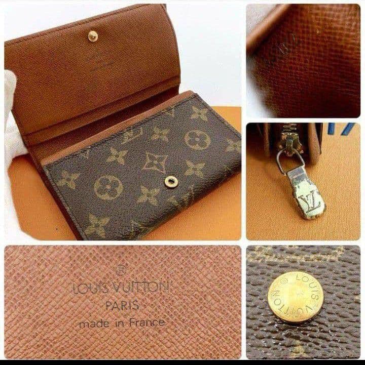 ルイヴィトンモノグラムポルトモネビエL字ブラウンレディース二つ折り財布送料無料