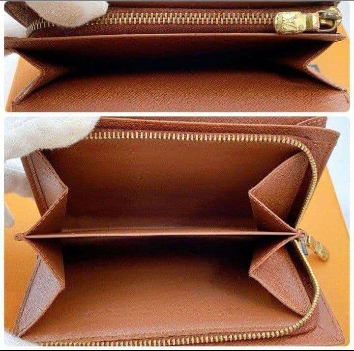 ルイヴィトンモノグラムポルトモネビエL字ブラウンレディース二つ折り財布送料無料