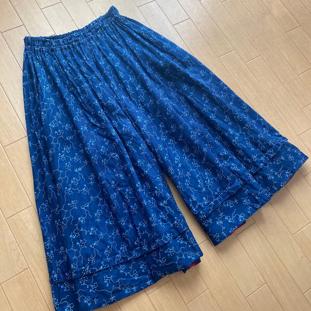 ネストローブnest Robe＊リネン ティーフラワープリントワイドパンツ