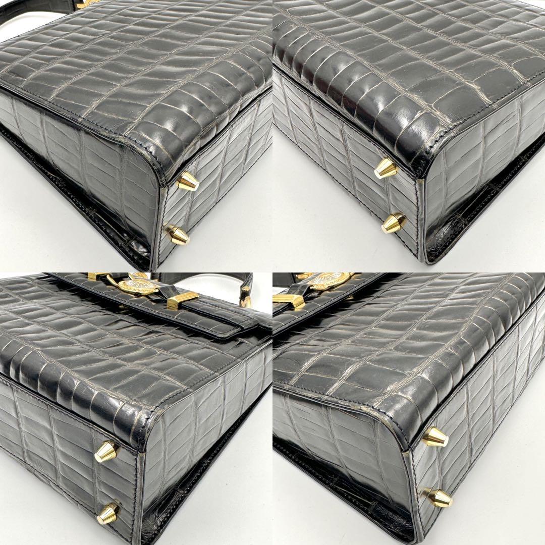 ヴェルサーチ クロコダイル ハンドバッグ レザー メデューサ ゴールド金具