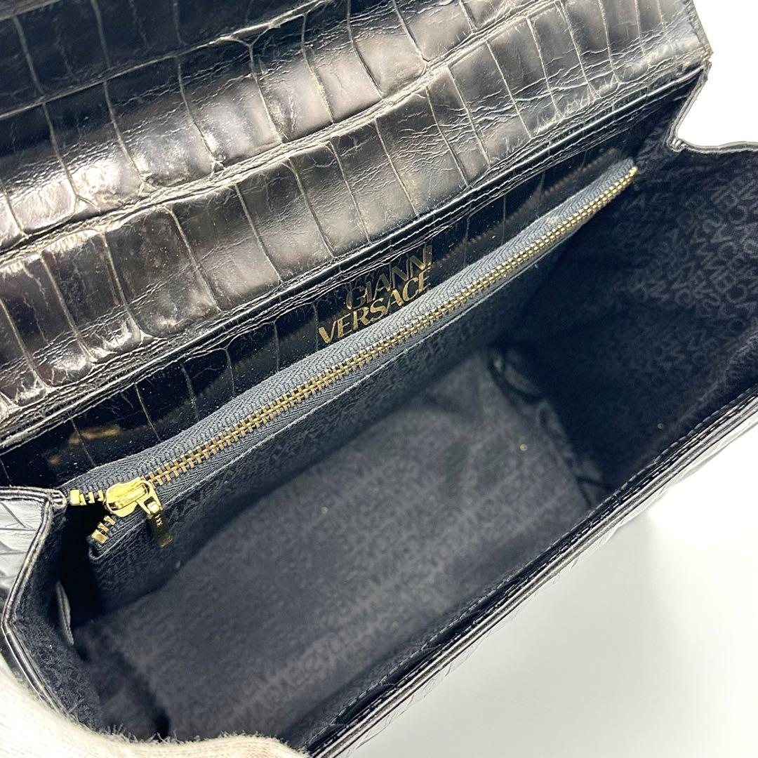 ヴェルサーチ クロコダイル ハンドバッグ レザー メデューサ ゴールド金具