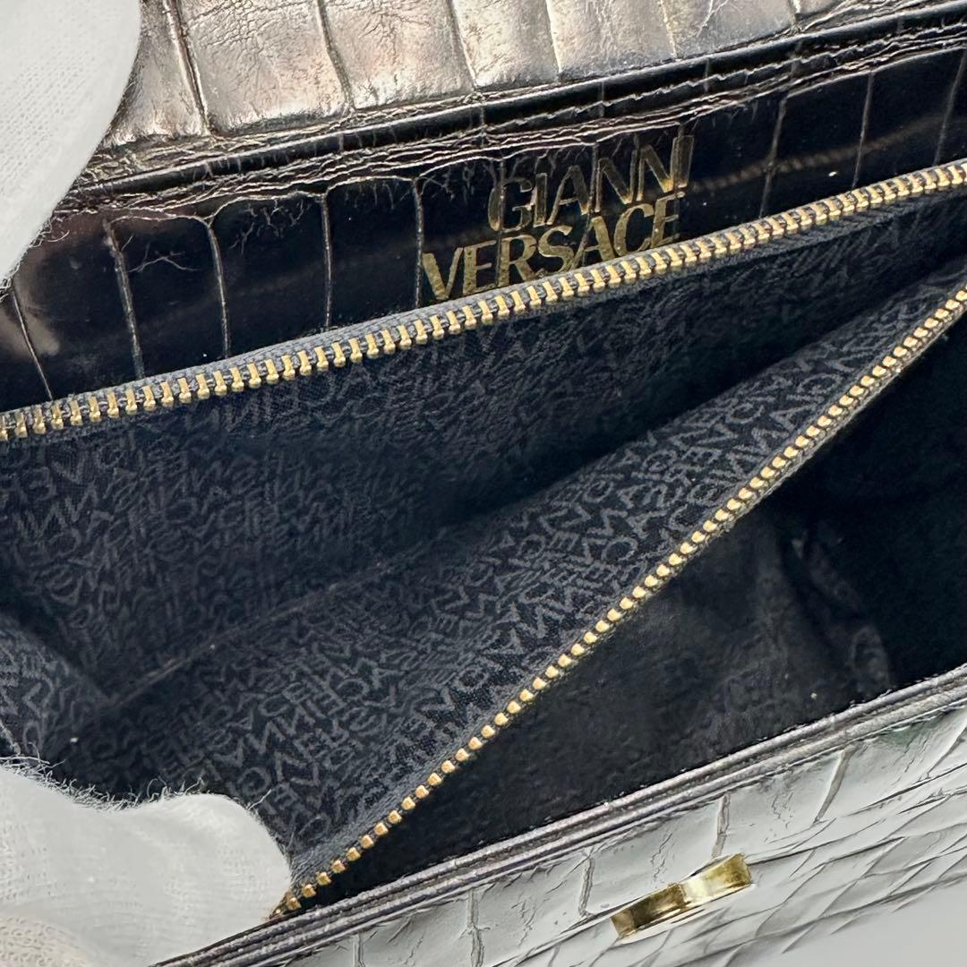 ヴェルサーチ クロコダイル ハンドバッグ レザー メデューサ ゴールド金具