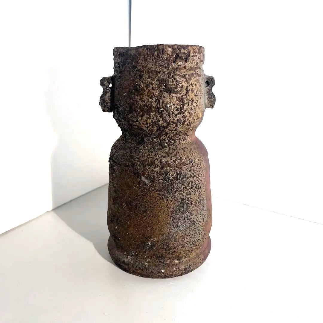 備前窯変耳付花入　備前焼　人間国宝　花器　花生け　花瓶　名工