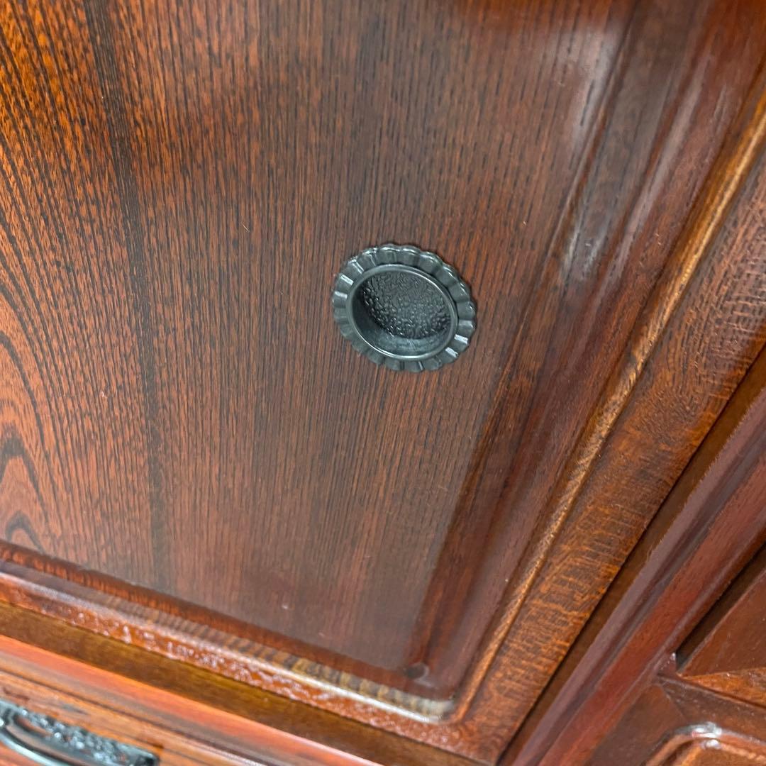 和モダン 食器棚 水屋箪笥 アンティーク調 木製収納棚 ガラス戸 引き出し多数