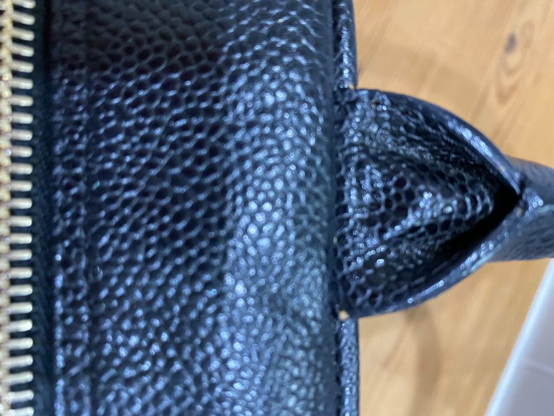 シャネルミニボストンバッグ ココマーク マトラッセキャビアスキンハンドバッグ