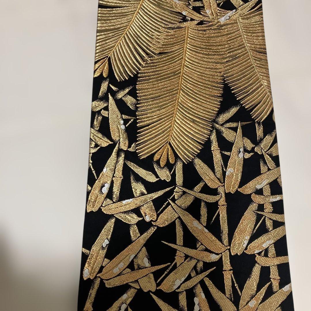 正絹 松に雪持ち笹図 袋帯 西陣織 作家 六通