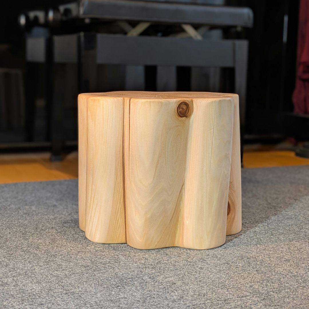 天然ヒバ　切り株　丸太　椅子　スツール　高さ約26.5cm　ヒバ丸太　2点セット