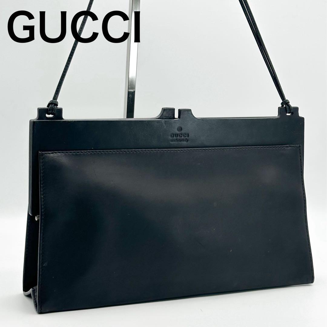 グッチ レザー ショルダーバッグ ハンドバッグ ブラック