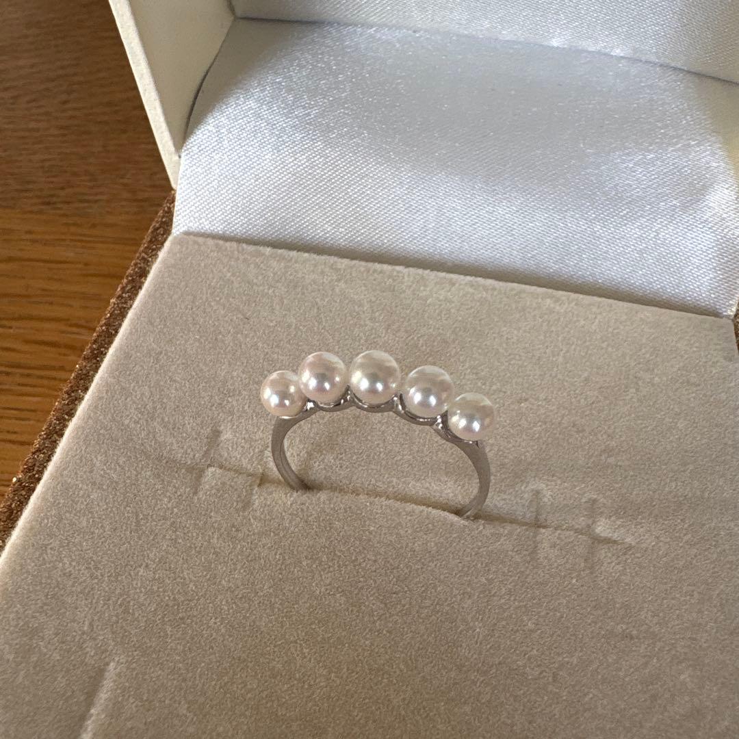 パール優美　あこや真珠　ベビーパール　リング　K18 WG 13号　箱付